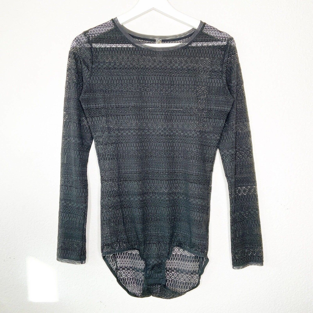 Love Stories Mesh Lace Long Sleeved Bodysuit Sz M